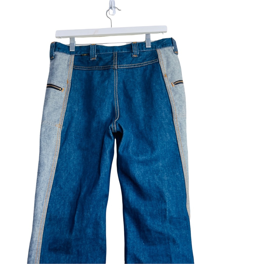 Rare 1970's Vintage Lee's High Waisted Two Toned Patchwork Bell Bottom Jeans - Picture 7 of 12